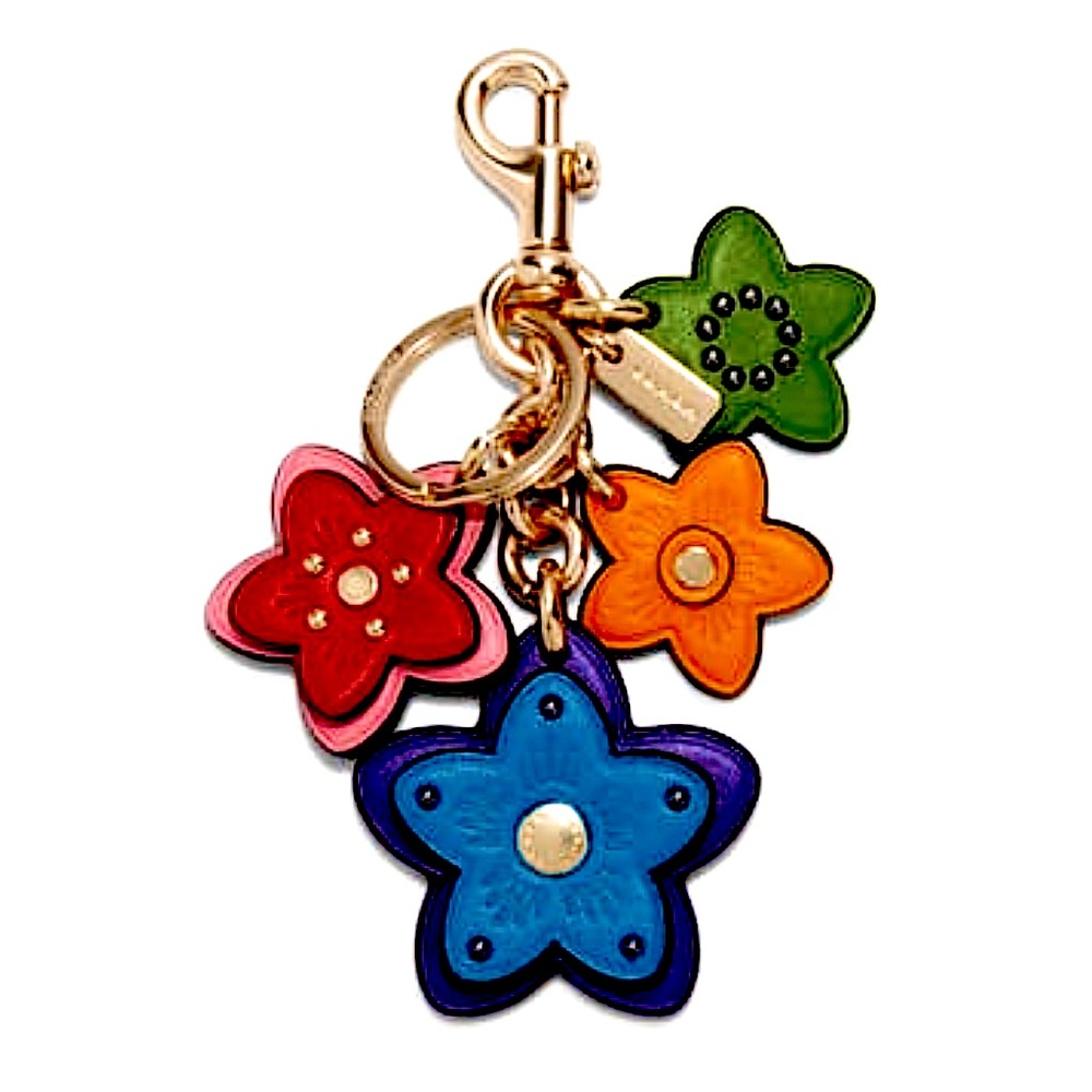 NEW SUMMER ADDITION WILD FLOWER CLUSTER GOLD CLIP / MULTI COLORED LEATHER STARS